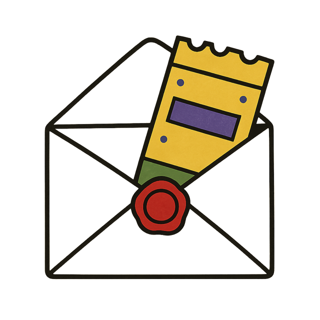 An open envelope with a sealed card standing in it